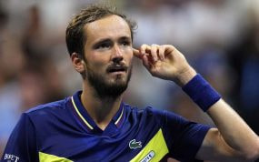 Daniil Medvedev celebra un punto durante el US Open.