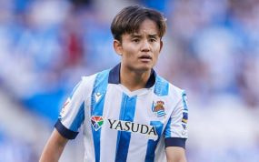 Take Kubo, durante un partido de la Real Sociedad.