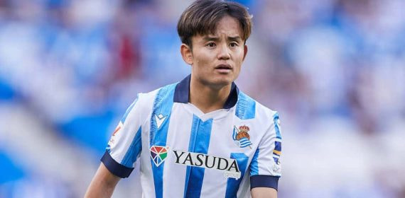 Take Kubo, durante un partido de la Real Sociedad.
