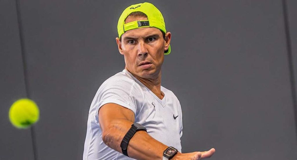 Rafael Nadal, durante un entrenamiento reciente en su academia de Manacor.