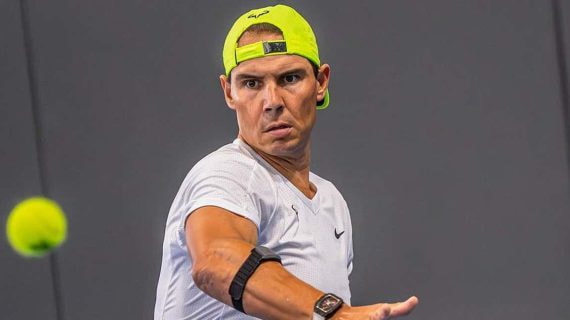 Rafael Nadal, durante un entrenamiento reciente en su academia de Manacor.
