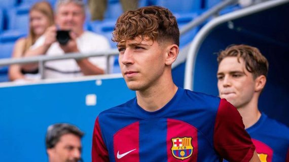 Pau Prim, antes de un partido con el Barça.