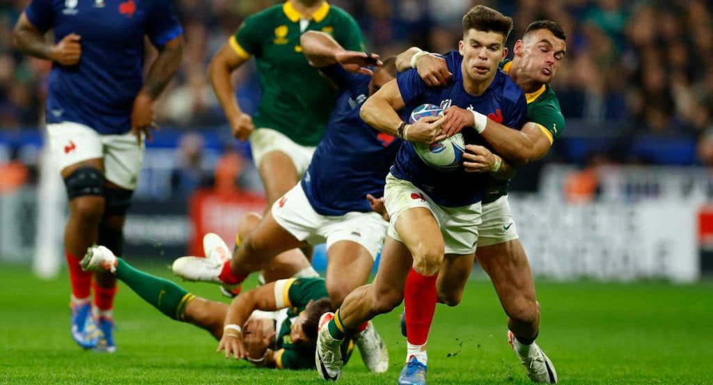 Partido de rugby entre Francia y Sudáfrica.