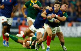 Partido de rugby entre Francia y Sudáfrica.