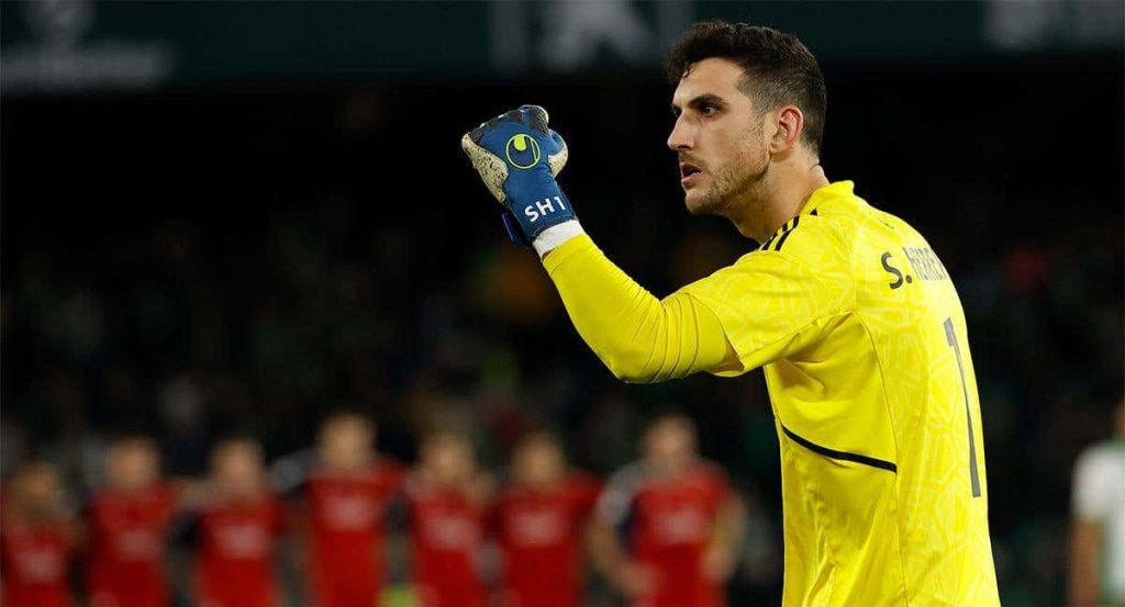 Sergio Herrera celebrando un tanto de Osasuna.