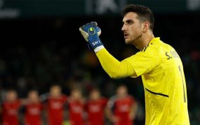 Sergio Herrera celebrando un tanto de Osasuna.