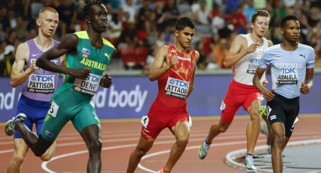 Mohamed Attaoui (22), con la camiseta de España en el 800 del Mundial de Budapest.