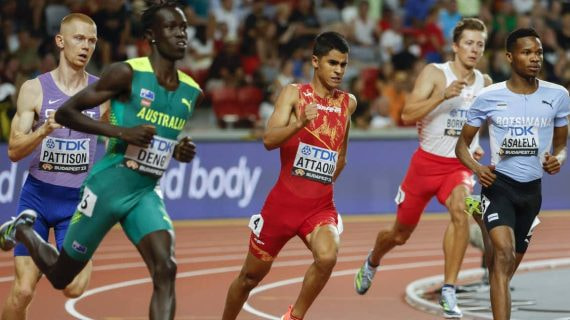 Mohamed Attaoui (22), con la camiseta de España en el 800 del Mundial de Budapest.
