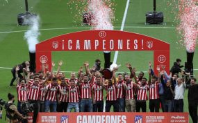 El Atlético de Madrid celebra el título ganado en 2021.