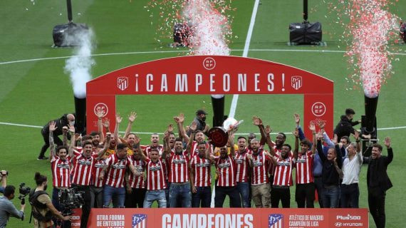 El Atlético de Madrid celebra el título ganado en 2021.