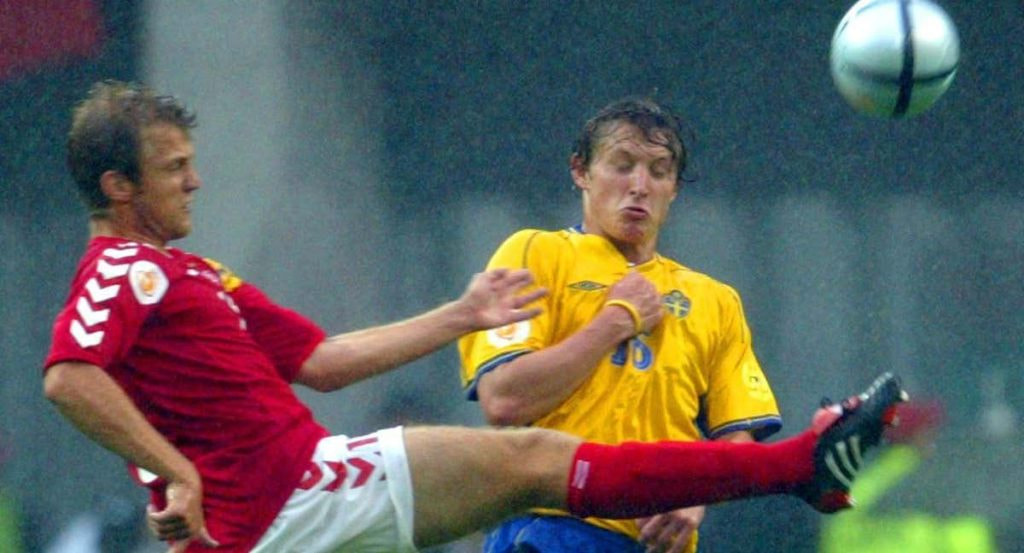 Suecia y Dinamarca en un partido de 2004 que Italia acusó de biscotto.