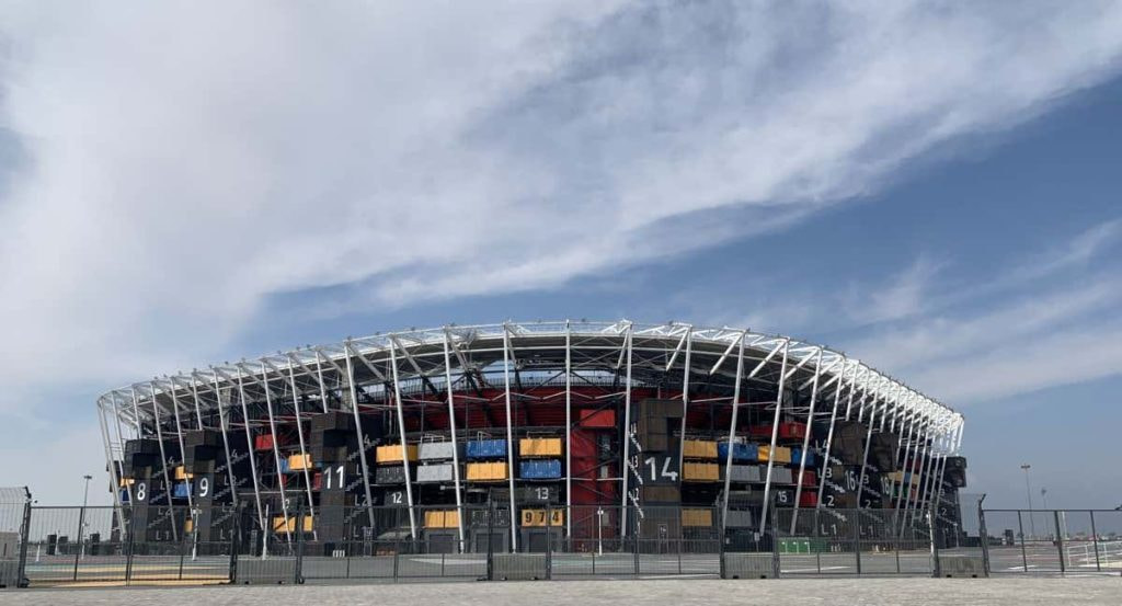 El estadio 974, construido con contenedores desmontables, en una imagen reciente.