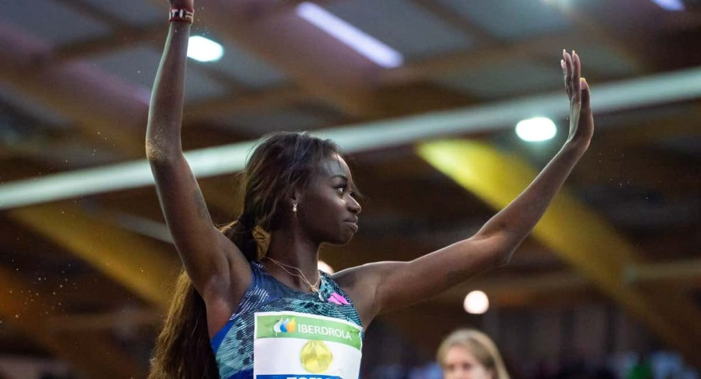 Fátima Diame, durante un mitin de atletismo en Madrid.