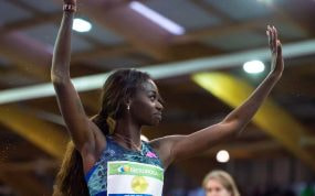 Fátima Diame, durante un mitin de atletismo en Madrid.