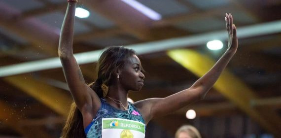 Fátima Diame, durante un mitin de atletismo en Madrid.
