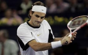 Federer durante el partido contra Gaudio en 2005.