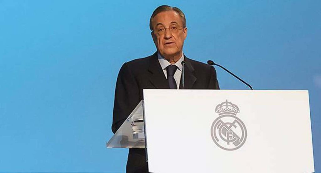Florentino Pérez, durante el discurso en la Asamblea.