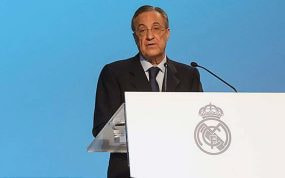Florentino Pérez, durante el discurso en la Asamblea.