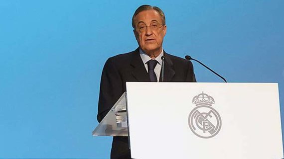 Florentino Pérez, durante el discurso en la Asamblea.