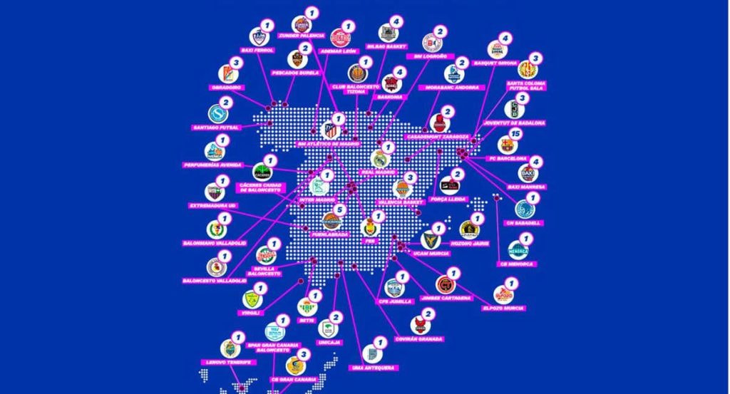 El mapa de las camisetas retiradas del deporte español.