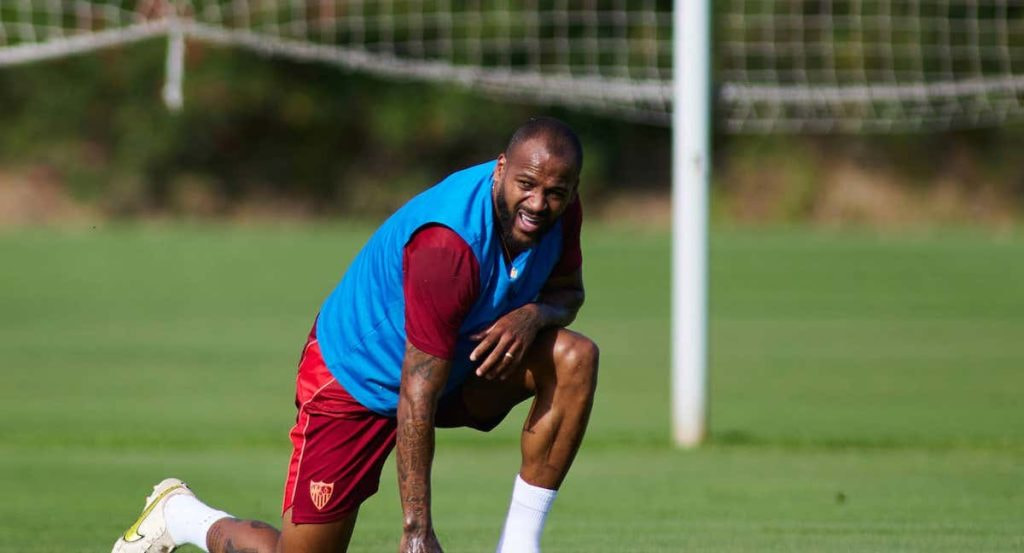 Marcao, durante un entrenamiento del Sevilla.
