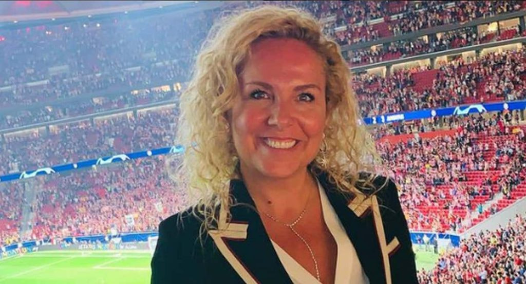 Natalia Simeone, en un partido del Atlético de Madrid en el Metropolitano.
