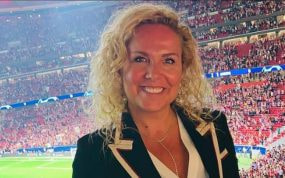 Natalia Simeone, en un partido del Atlético de Madrid en el Metropolitano.