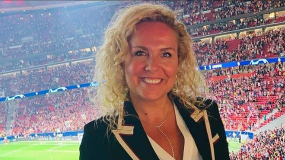Natalia Simeone, en un partido del Atlético de Madrid en el Metropolitano.