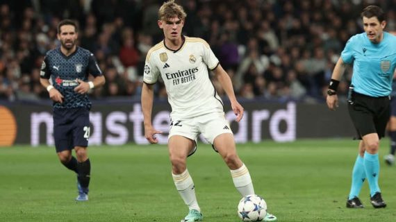 Nico Paz debutó en el Santiago Bernabéu ante el Braga.