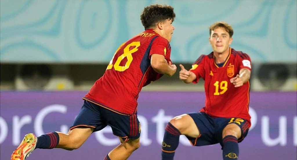 Quim Junyent celebra el gol que marcó en el Mundial.