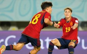 Quim Junyent celebra el gol que marcó en el Mundial.