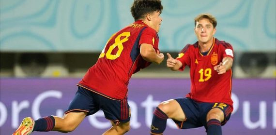 Quim Junyent celebra el gol que marcó en el Mundial.
