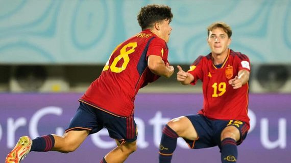 Quim Junyent celebra el gol que marcó en el Mundial.