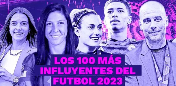 Aitana Bonmatí, Jenni Hermoso, Alexua Putellas, Jude Bellingham y Pep Guardiola.