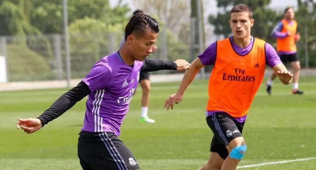 Lin Liangming, durante un entrenamiento en Valdebebas.