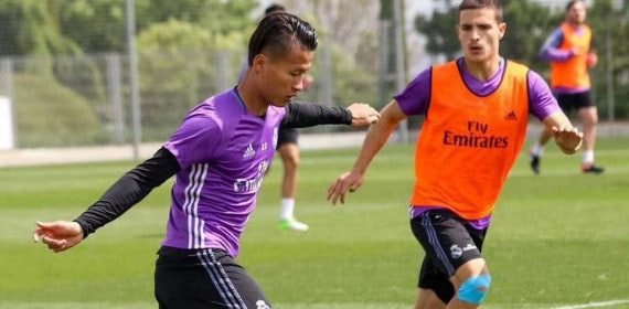 Lin Liangming, durante un entrenamiento en Valdebebas.