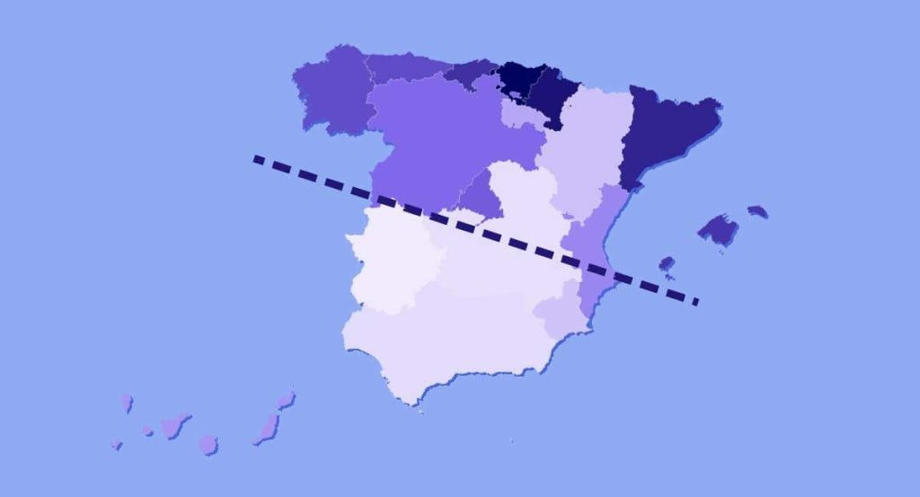 El mapa de la brecha norte-sur de los deportistas de alto nivel.