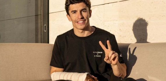 Marc Márquez tras operarse de síndrome compartimental.