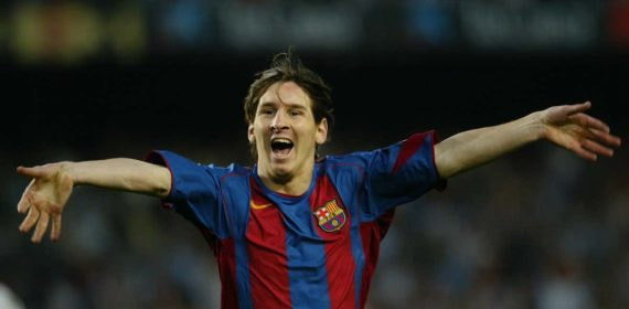 Leo Messi celebrando su gol durante el Barça-Albacete.