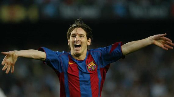 Leo Messi celebrando su gol durante el Barça-Albacete.