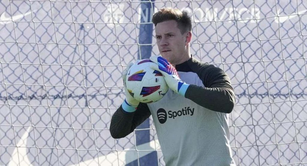 Ter Stegen, durante un entrenamiento del Barça.