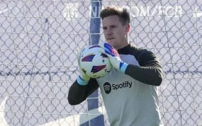 Ter Stegen, durante un entrenamiento del Barça.