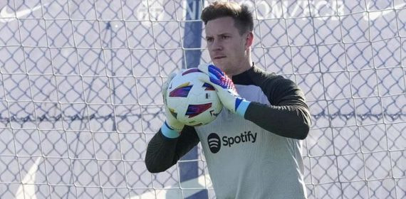 Ter Stegen, durante un entrenamiento del Barça.