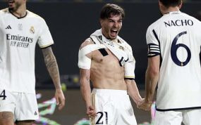 Brahim celebra su gol contra el Atlético.