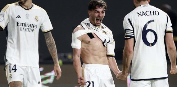 Brahim celebra su gol contra el Atlético.