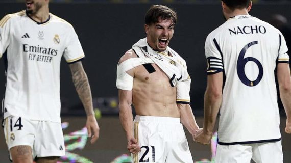 Brahim celebra su gol contra el Atlético.