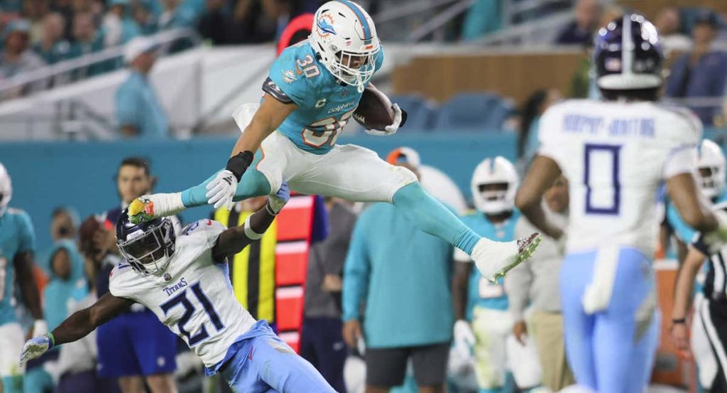 Los Miami Dolphins, en un partido de esta temporada.