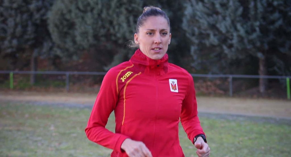 Ainhoa Pinedo, durante un entrenamiento en 2017.