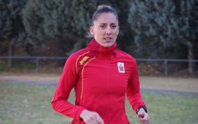 Ainhoa Pinedo, durante un entrenamiento en 2017.