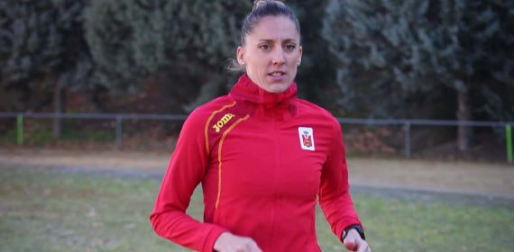 Ainhoa Pinedo, durante un entrenamiento en 2017.